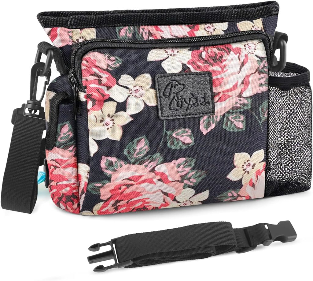 floral treat pouch with magnetic closure & belt clip